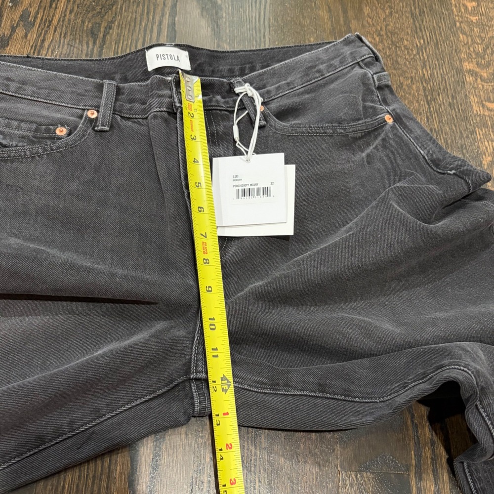 Pistola Lexi Mid Rise Bowed Straight Jeans Women 36x29 32 Mercury Black - Picture 11 of 13